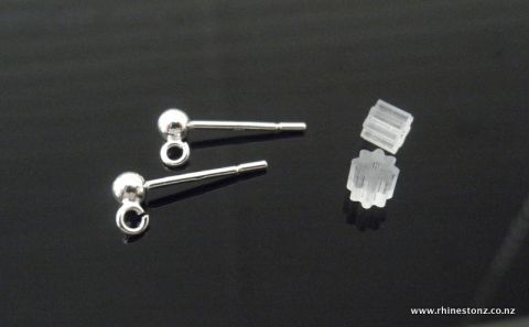 Sterling Silver Ear-Posts 'Ball' 